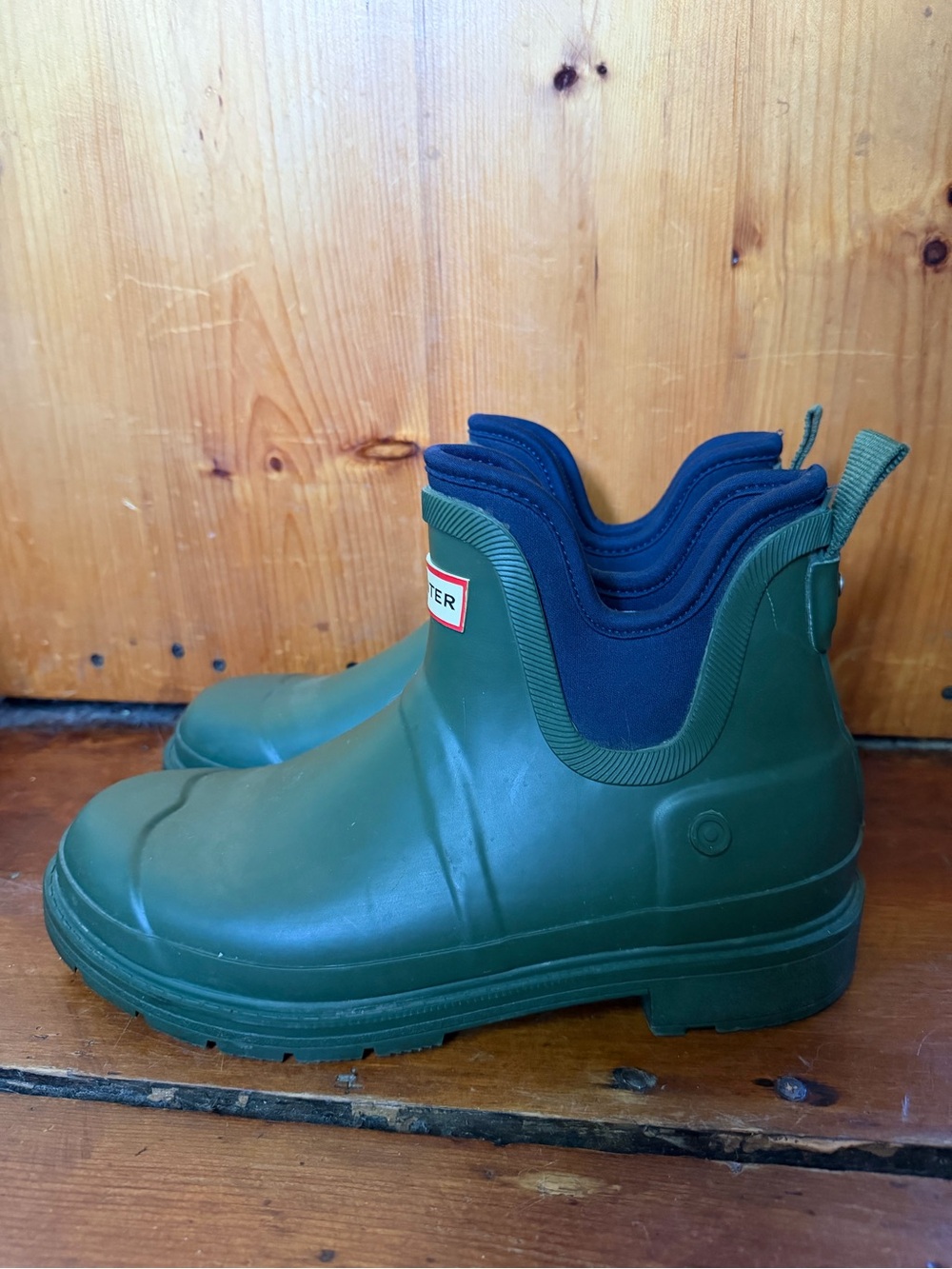 Hunter Green and Navy Chelsea Rain Boots - Men